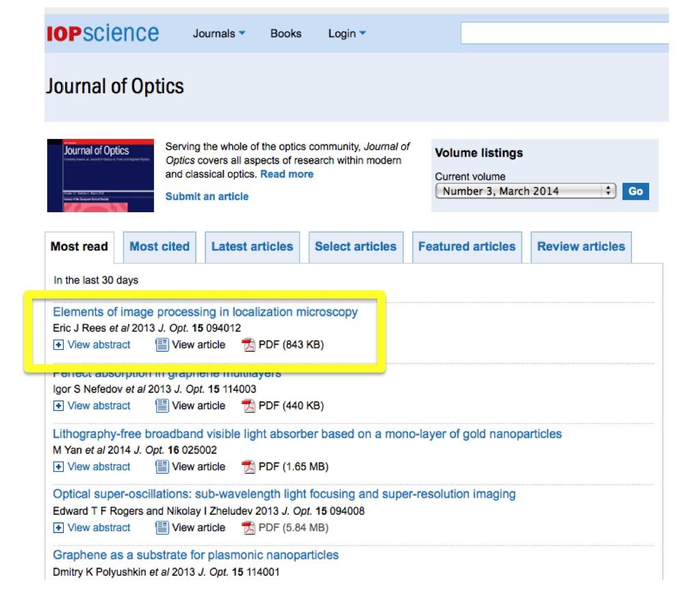Most read article in Journal of Optics