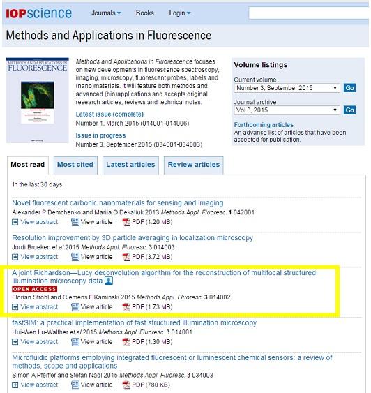 Most read articles in Methods and Applications in Fluorescence